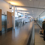 Long hallway on the way to customs in the Montreal airport.
